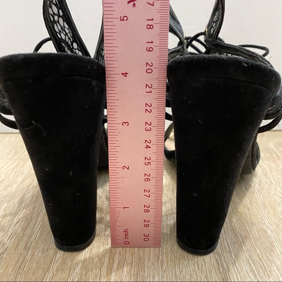 Call It Spring Disney collection black lace tie heels - Picture 6 of 8